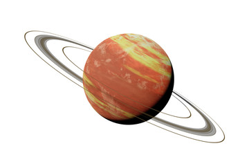 alien planet, exoplanet with ring system, exo gas giant isolated on white background  © dottedyeti