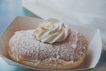 Donuts with a whip cream