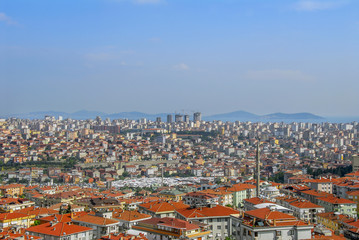 Obraz premium Istanbul, Turkey, 3 June 2011: The Kadikoy district of Istanbul. Buildings and islands on marmara sea.