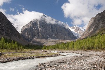 Cloud blows off the mountain peak