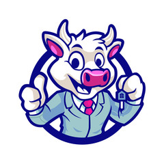 Cow Business Emblem Mascot Design Vector