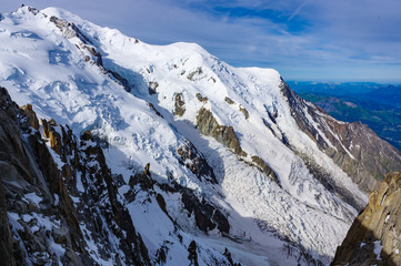 Fototapeta na wymiar Mont Blanc and Glacier in Chamonix France from Aiguille du Midi.