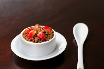 Chocolate Mousse dessert with strawberry