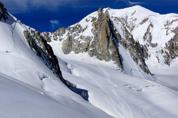 Mont Blanc and Alpinists in Chamonix France.