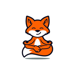 Fox yoga Mascot Design Vector