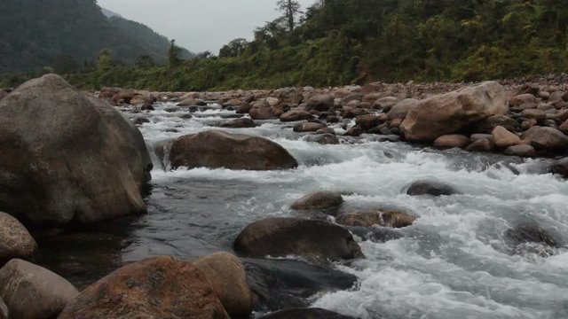 River bed of Joldhaka river, Jhalong - Dooars , north bengal - West Bengal, India HD stcok footage.