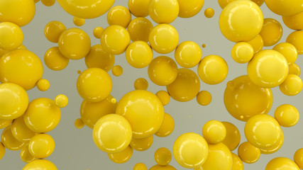 Yellow spheres of random size on white background © GooD_WiN