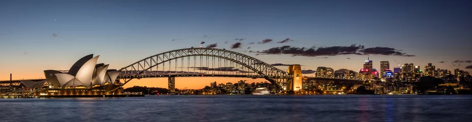 Fototapete Sydney Hafen von Sydney in der Abenddämmerung, Sydney NSW, Australien