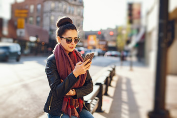 young beautiful girl use the phone