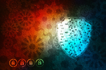 2d illustration Security concept - shield 
