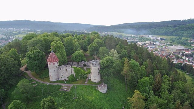Rine Honberg in Tuttlingen in S&uuml;ddeutschland in Europa aufgenommen mit einer Drone