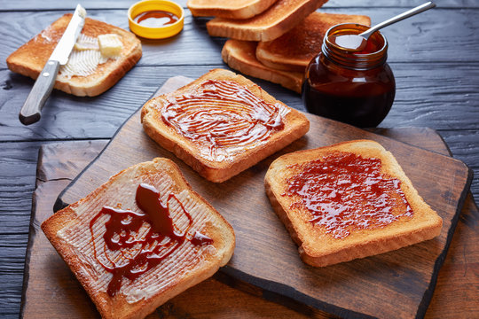 savory toasts with butter and yeast extract