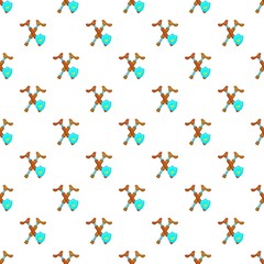 Crossed crutches and sky blue shield pattern. Cartoon illustration of crossed crutches and shield vector pattern for web