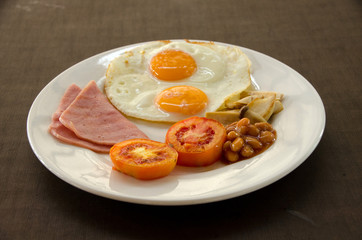 American Breakfast with fried egg.