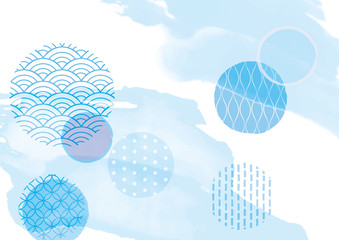 丸和柄 四 水彩 白