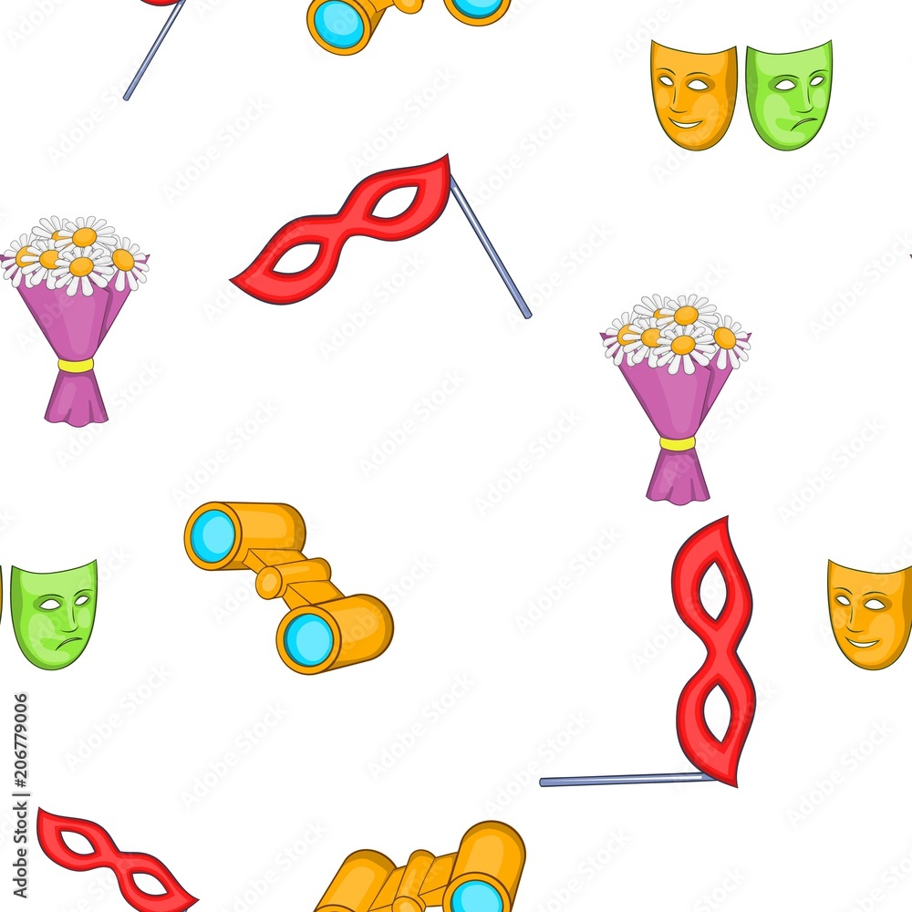 Poster theater elements pattern. cartoon illustration of theater elements vector pattern for web