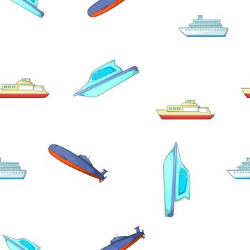 Boats and ships pattern. Cartoon illustration of boats and ships vector pattern for web
