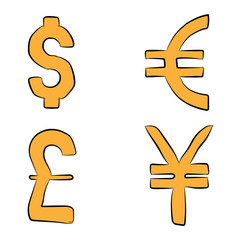 currency exchange - world currency of dollar, euro, pound and yen sings