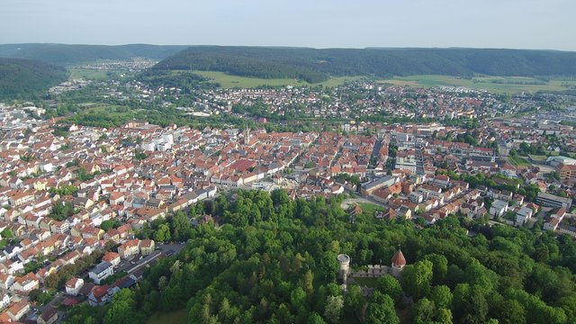 Rine Honberg in Tuttlingen in S&uuml;ddeutschland in Europa aufgenommen mit einer Drone
