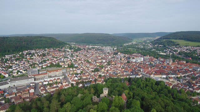 Rine Honberg in Tuttlingen in S&uuml;ddeutschland in Europa aufgenommen mit einer Drone