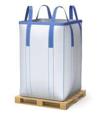 Big bulk bag on wooden pallet