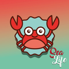 crab crustacean sea life cartoon animal underwater vector illustration