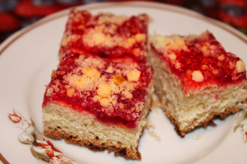 Raspberry pie on a plate