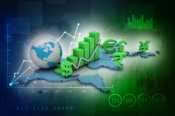 3d rendering Stock market online business concept. business Graph
