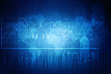 2d rendering Stock market online business concept. business Graph
