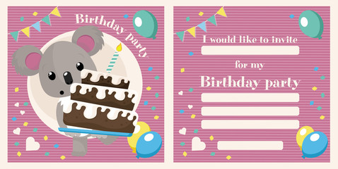 Koala birthday invitation