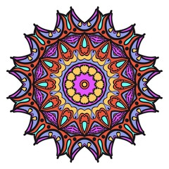 Floral Geometric Pattern with hand-drawing Mandala. Vector illustration. For fabric, textile, bandana, scarg, print.