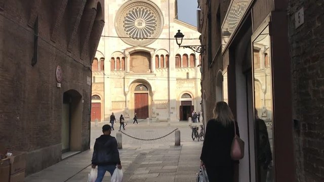 Facade of the Duomo, romanesque cathedral of Modena, unesco monument