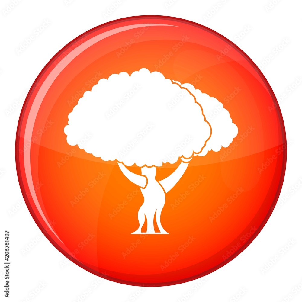 Poster Tree icon in red circle isolated on white background vector illustration