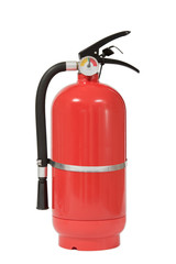 Red Fire Extinguisher With Copy Space Isolated on White Background.
