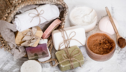 spa composition on a wooden background