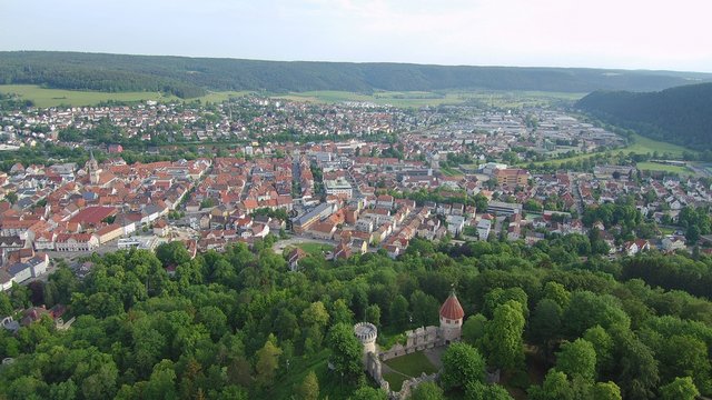 Rine Honberg in Tuttlingen in S&uuml;ddeutschland in Europa aufgenommen mit einer Drone