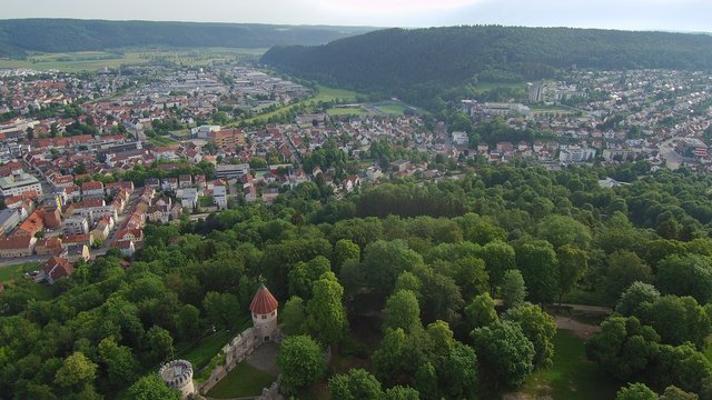 Rine Honberg in Tuttlingen in S&uuml;ddeutschland in Europa aufgenommen mit einer Drone