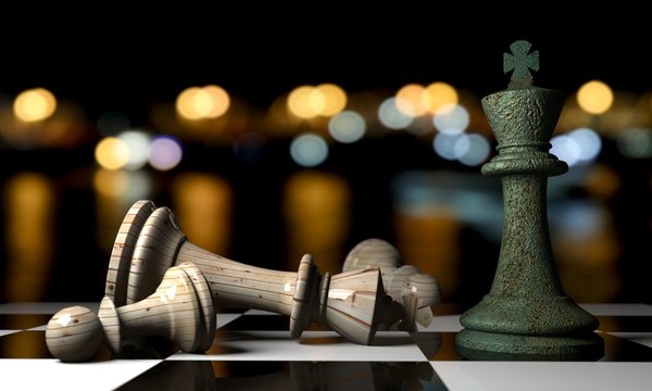 International Chess Players concept with seasoned veteran business gamer. Naughty The elders who are good at  chess instead of the good old people. Business Success Business failed 3D rendering