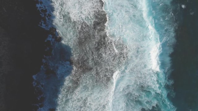 Seashore coastal waves on rocks top view natural seascape