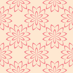Red and beige floral seamless pattern
