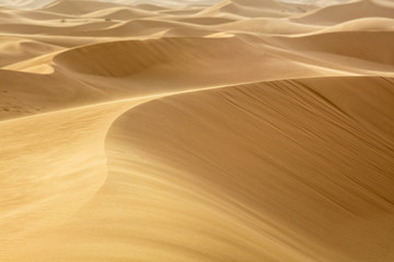 Fototapeta na wymiar abstract shape of orange dunes in Sahara desert in Morocco