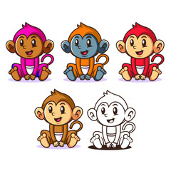 Obraz na płótnie Canvas Monkey Baby Mascot Design Vector