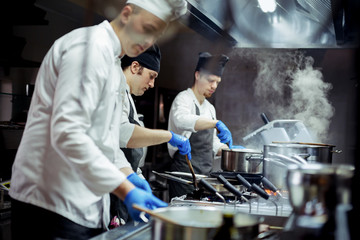 Group of chefs working in the kitchen