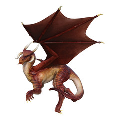 3D Rendering Fantasy Dragon on White