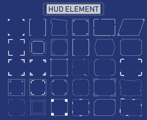 Set of hud frame elements on blue background vector illustration  f