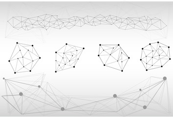Connection lines with dots or connection structure on grey background vector illustration