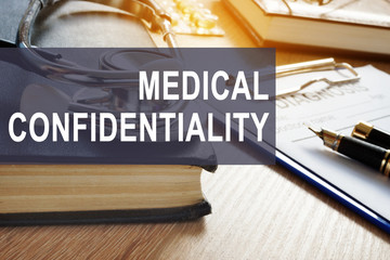 Medical confidentiality. Documents with personal information in a clinic.