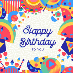 Happy birthday party card with fun decoration