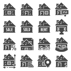 Vector black Real Estate icons set