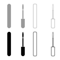 Mascara brush eyes mascara icon set grey black color